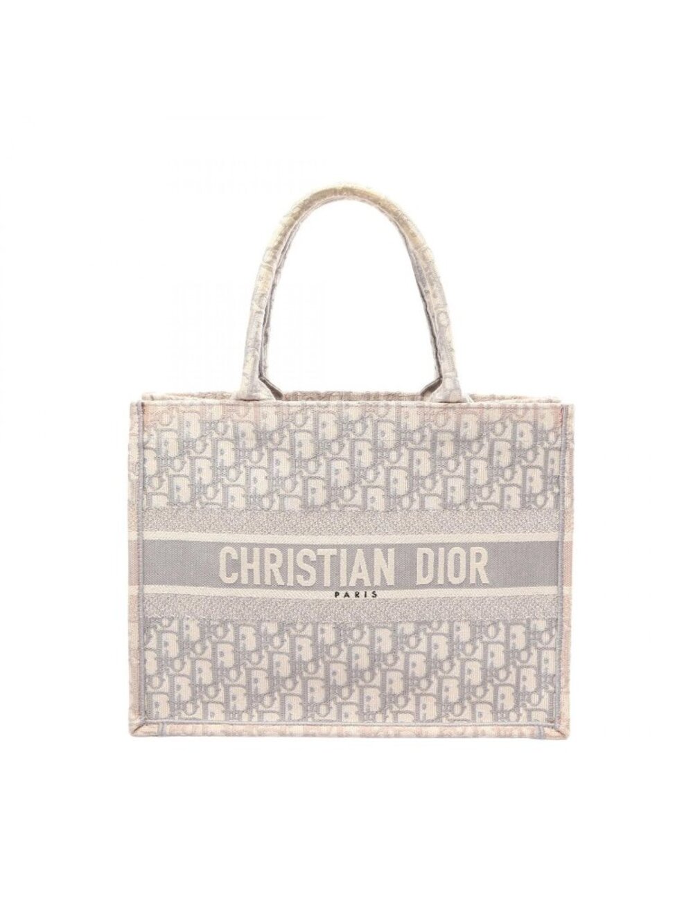 Dior Tote Bag Book Oblique Gray White